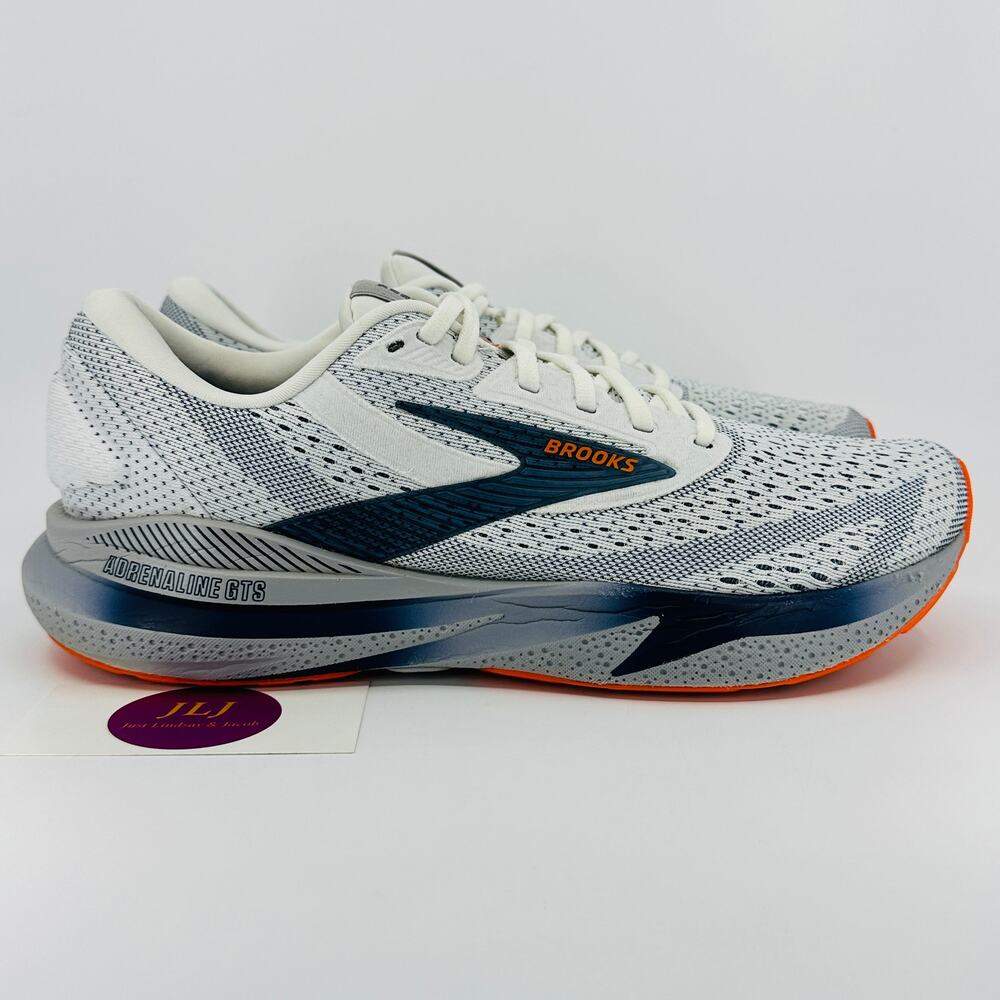 Brooks Men's Adrenaline GTS 24 Running Shoes White/Peacoat/Alloy Size 9 D